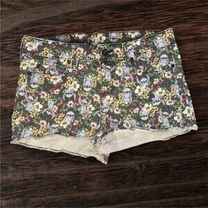 Disney Lilo & Stitch Colorful Tropical Floral Cutoff Denim Shorts – Size 9